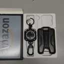 LIUGX Retractable Badge Holders, Heavy Duty Carabiner Keychain,Durable ID Card Holder (Holds 4 Cards), Carbon Fiber-Texture, with 31.5Badge Reel Key Chain, 10,000+ Rebound, Silver-Black