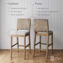 Nathan James Beacon Bohemian Boucle Bar Stool with Back, Bar Height Kitchen Island Chair, Seagrass Bar Stool, Cream Boucle/Brushed Light Brown