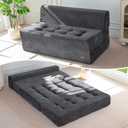 MAXYOYO 8" Folding Sofa Bed, Convertible Sleeper Sofa Lounger Foldable Mattress, Wedge Shape Floor Couch Tufted Fold Out Chair Bed Comfy Floor Couch Lounge for Living Room Bedroom, Loveseat, Dark Grey