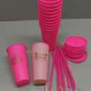 Birthday Party Tumblers 24 oz Squad Plastic Tumblers with Lid and Straw for 20th 30th 40th 50th 60th Birthday Decorations Favor for Women Adults (Pink, Rose Red,12 Pcs)