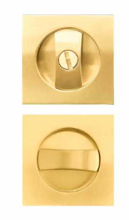 Pocket Door Hardware Gold, Pocket Door Lock, Pocket Door Latch, Brushed Gold Contemporary Sliding Pocket Door with Privacy Lock for Bathroom & Bedroom (1 Pack, Square) 