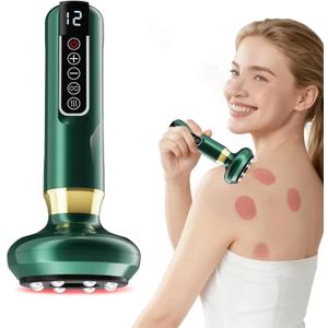 Anti Cellulite Massage Tool, Cellulite Massager Electric Fat Remover with 12 Suction Modes, Intelligent Cupping Massager for Legs, for Back Abdomen, Waist, Arms, Legs, Buttocks (Green)