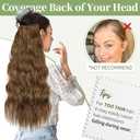 2 x KooKaStyle Invisible Wire Hair Extensions with Transparent Wire Headband Adjustable Size 4 Secure Clips Long Wavy Hairpiece 24 Inch 10/12B#COCOA# for Women