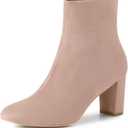 Allegra K Women's Side Zip Chunky Heels Ankle Boots (6)