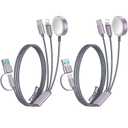 2Pack Multi Fast Charging Cable for Apple Watch Charger,iPhone Charger,[ 3-in-2 Travel Essentials] USB A/Type C/Lightning Cable for iWatch Ultra/SE/10-2,iPhone 16-11,PSP Charger Cable,iPad-4FT