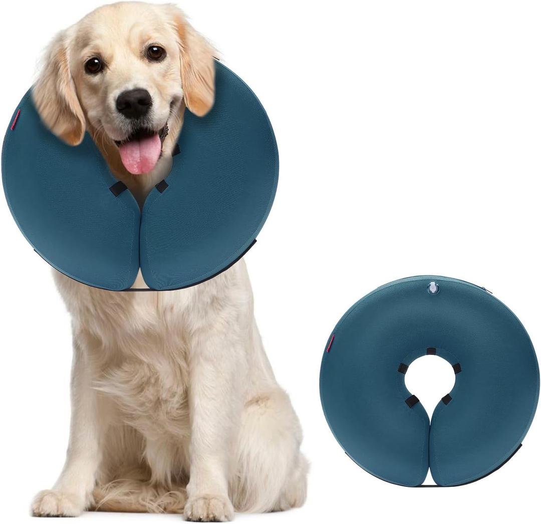 MIDOG Dog Cone - Inflatable Soft Donut Collar Alternative for Dogs After Surgery, Protective Recovery Collar Prevents Licking, Comfortable E-Collar Alternative for Small Medium Large Dogs (Blue, L)
