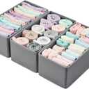 Small Foldable Fabric Drawer Organizer 3-Pack - 11 Breathable Closet & Dresser Storage Bins for Socks, Underwear, Bras & Baby Clothes, Gray