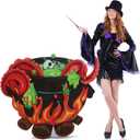 Bucherry 40" Vintage Witch Cauldron Cardboard Cutout Stand-up Life Size Vintage Halloween Party Decorations Spooky Mystic Witch Potion Cauldron Backdrop Photo Prop Stand up Cutout for Halloween Decor
