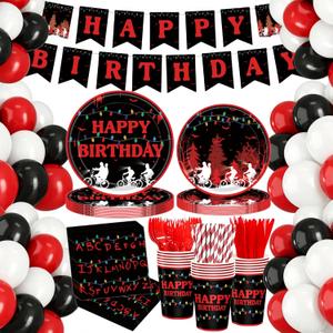 Birthday Party Decorations Serve 24, 189Pcs Birthday Party Supplies, Dinner Plates Dessert Plates Napkins Cups Forks Banner Balloons for Birthday Party Favors