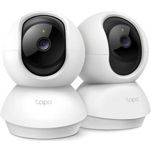 Tapo 2K Pan/Tilt Security Camera for Baby Monitor, Dog Camera w/Motion Detection, 2-Way Audio Siren, Night Vision, Cloud&SD Card Storage, Works w/Alexa & Google Assistant, 2-Pack (Tapo C210P2)