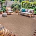 Washable Indoor Outdoor Rug 8x10 Weather Resistant Area Rugs Modern Solid Jute Rug for Porch Deck Balcony Backyard Patio Outside Carpet (8 X 10 Jute Beige)