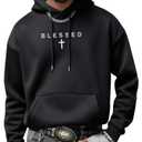RoseSeek Men's Letter Graphic Hoodies Long Sleeve Drawstring Pullover Sweatshirts Fall Clothes Black Small