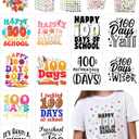 12 Set 100th Day of School Craft DIY Kit 12 Iron on Transfers for Clothing Shirt with Pom Pom Ball Dot Stickers Gems Number Stickers for 100s Day of School Shirt Bag Classroom Craft (Retro)