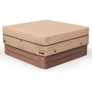 MIXC Outdoor Waterproof 600D Square Hot Tub Cover 85 x 85 Inch Fit 84 x 84 or 83 x 83 or 82 x 82 Inch or 7 ft x 7 ft Heavy Duty Spa Cover Protectors (Brown)