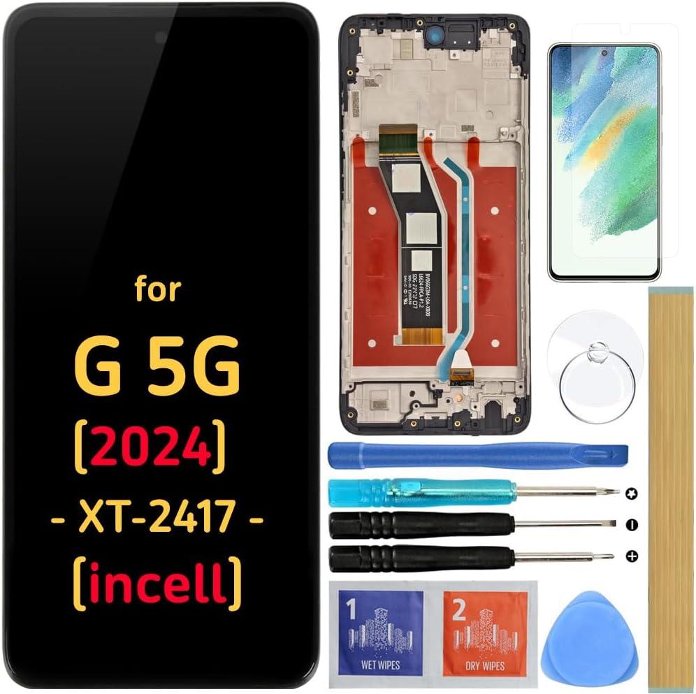 Screen Replacement LCD Display Touch Digitizer Assembly with Frame for Motorola Moto G 5G 2024 XT2417 XT2417-1 XT2417-6 XT2417D 6.6"
