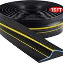 Jin&Bao Universal Garage Door Bottom Seal Strip,Weatherproof Rubber DIY Weather Stripping Replacement, 16FT Length, Black (Yellow)