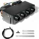 12V Universal A/C Evaporator Assembly, Under-Dash Heating & Cooling Unit with 4 Vents, Universal Retrofit AC for Cars & Trucks