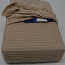 Bedsure Cotton Duvet Cover Queen - 100% Cotton Waffle Weave Khaki Duvet Cover Queen Size, GentleSoft and Breathable Tan Bedding Set for All Season, 3 Pieces, 90"x90"