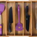 Utoplike Acacia Kitchen Drawer Organizer Expandable, Large Utensils and Cutlery Tray, Adjustable Silverware Divider for Knives Flatware