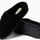 Dearfoams Women's Indoor/Outdoor Memory Foam Darcy Microfiber Velour Clog, Wide Widths Slipper, Black 11-12