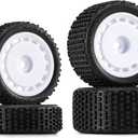 INJORA Pre-Mounted Pin Buggy Tires & Wheels for 1/24 Losi Micro-B, 4pcs(White)