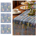 Windkream Blue Floral Table Runner 10ft Embroidery Tulle Spring Wildflower Table Runner Seasonal Summer Butterfly Kitchen Dining Gauze Decoration for Wedding Baby Bridal Shower Birthday Party (3 Pcs)