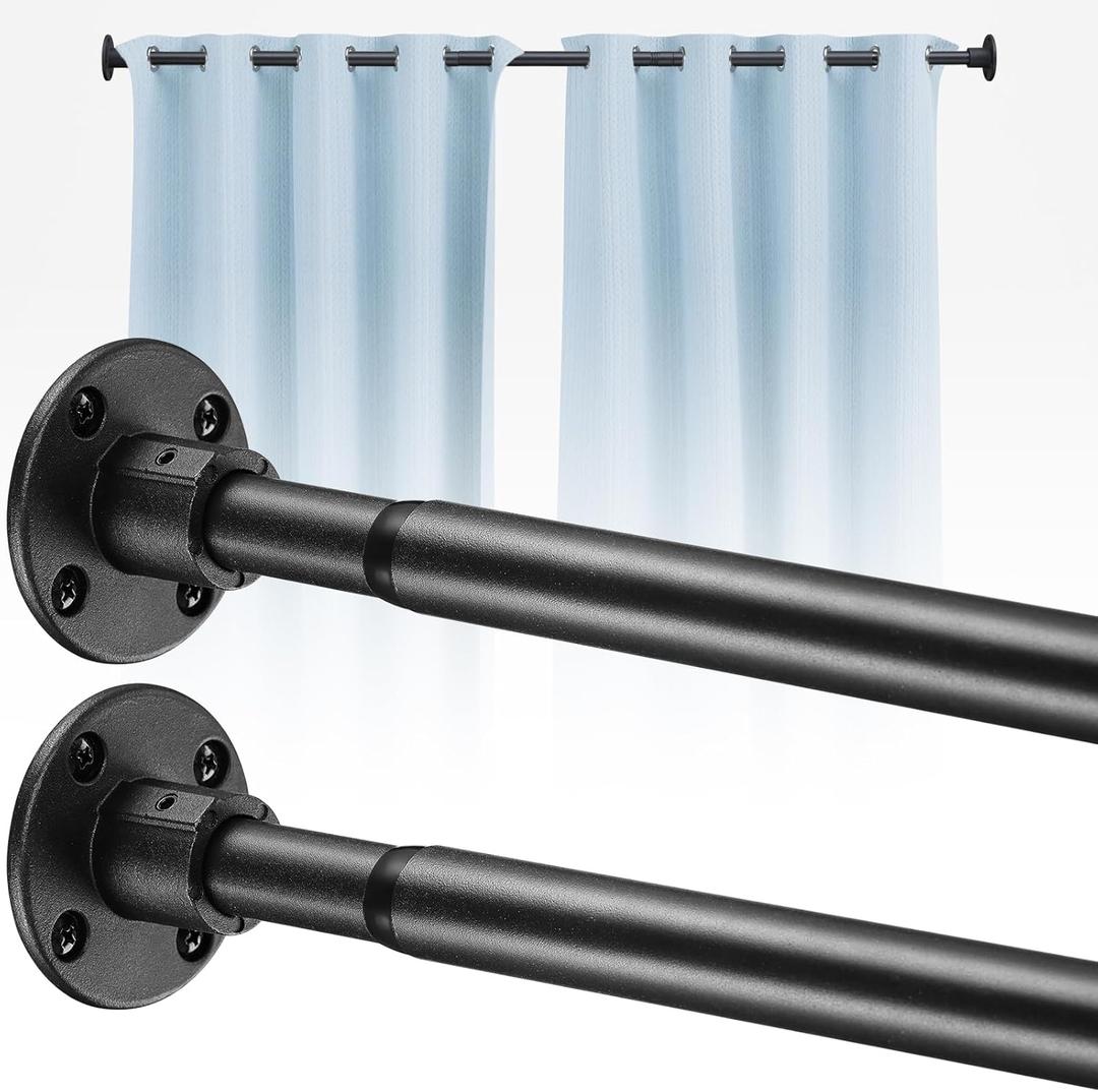 Shower Curtain Rods, 29-64inch Adjustable Shower Pole - Heavy Duty Shower Rods for Bathroom Matte Black(2 Pack)