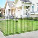 FOREHOGAR Metal Garden Fence with Gate 42 in H x 12 ft L, 1 Gate + 5 Panels Border Dog Fence Panels Animal Barrier, No Dig Garden Fencing for Yard Patio Flower Bed Lawn Outdoor, Arch Black