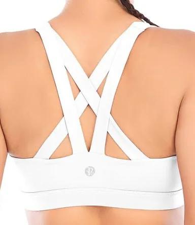 RUNNING GIRL Sports Bras for Women High Support, CrissCross Back Strappy Sports Bras for Women with Sewn in Pads(WX3081_White_M)