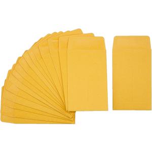 #1 120 Pcs Small Coin Envelopes 2.25" x 3.5" with Gummed Flap, Yellow Kraft Mini Envelopes for Storing Keys, Stamps, Seeds, Tips and Small Items (120)
