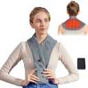 Remo Heated Neck Wrap, Portable Cordless Heating Pad for Neck Pain Electric, Compact Soft with Four Heat Settings,Gift for Family,Grey