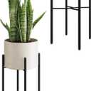 Leaf&lull Single Plant Stand Indoor Corner Plant Stand Metal Plant Holder Tall Flower stand Plant Stool Outdoor Small Plant Table Heavy-Duty Plant Riser 9 Inch Pots Mid Century Modern