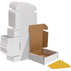 HORLIMER 6x6x2 inches Shipping Boxes Set of 50, White Corrugated Cardboard Box Literature Mailer