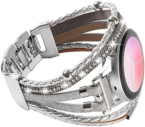 Posh Leather Bands Compatible with Samsung Galaxy Watch 7 6 5 4 40mm 44mm/Watch 6 4 Classic Band 42mm 46mm 43mm 47mm/Galaxy Watch 5 Pro Band 45mm/Active 2, 20mm Boho Bracelet Handmade Strap for Women
