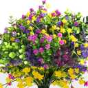 24 Bundles Artificial Fake Flowers Outdoor, UV Resistant No Fade Boxwood Faux Plastic Shrubs Greenery Plants for Garden Patio Porch Window Box Home Indoor Wedding Farmhouse Hanging Planter Dcor (24pcs Mixed Color)