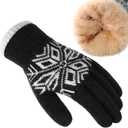Trifabricy Winter Gloves for Women & Men Wool Winter Gloves Warm Thicken Fleece Touch Screen Glove for Cold Weather (Black)