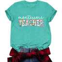 MontessoriTeacher Shirts for Women Teacher Gifts Short Sleeve Shirts Graphic Tees Summer Tops 2025 Size L