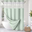 No Hook Shower Curtain and Liner Set,Mint Green Hotel Waffle Shower Curtain for Bathroom 75" L x 72" W