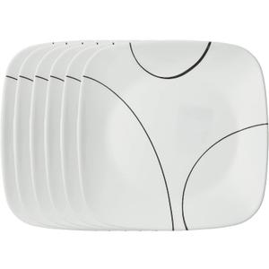 Corelle Vitrelle 6-Piece Salad Plate Set, Triple Layer Glass and Chip Resistant, Lightweight Square 8-1/2-Inch Plates Set, Splendor