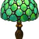 Tiffany Table Lamp Blue Beads Stained Glass 3 Way Table Lamps for Living Room Nightstand Bedside Bedroom Home Office Desk Lamps W/LED Bulb 8X8X15Inch