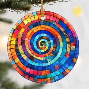 Christmas Ornaments, Dodosky 2.8in Ceramic Rainbow Spiral Ornament, Xmas Decor, Christmas Tree Ornaments, Xmas Decorations for Tree, Holiday Ornament, Gifts for Art Lovers, Idea Gifts for Women Friend