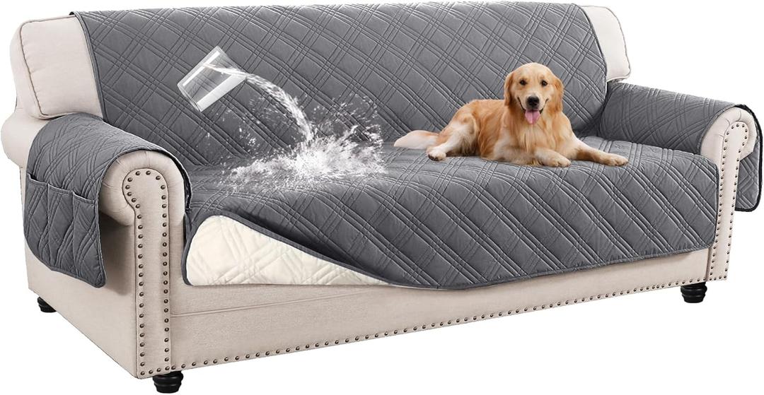 Turquoize Waterproof Couch Cover for Dogs Large Sofa Covers Washable Couch Covers for 3 Cushion Couch Sofa Non-Slip Pet Couch Covers for Sofa Furniture Covers for Pets, Kids, Dog (XL Sofa 78", Gray)