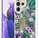 Compatible for Samsung Galaxy S25 Ultra Case Clear Cute for Women - Rugged Phone Cases Funda Protector Cover Skin (Green Palm Leaves)