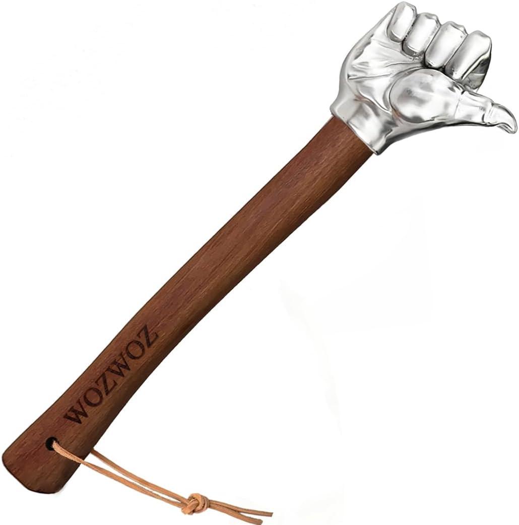 Fist Hammer 2 lbs Decorative Hammer Stainless Steel Solid Head Wooden Handle Collectible Art for Home/Office Decor Functional Tool for Gardening Household Camping Emergency Use (Thumb)
