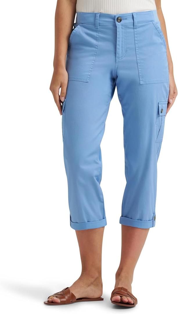 Lee Women's Ultra Lux Comfort with Flex-to-Go Cargo Capri Pant (Blue, M)