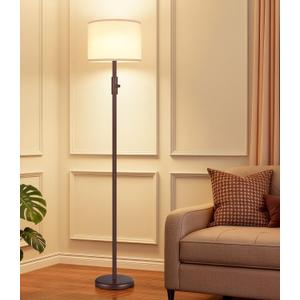 Upgraded Dimmable Floor Lamp, Modern Floor Lamps for Living Room, Standing Lamp with Linen Shade, Tall Lamp for Bedroom Office Dining Room- Brown