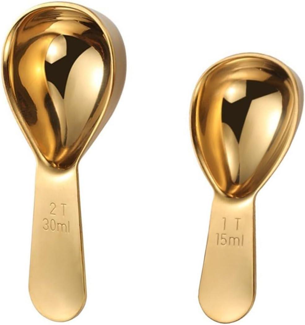 2Pcs Copper Coffee Scoop Stainless Steel Coffee Scoops 1 Coffee Tablespoons (15ML), Measuring 2 Tablespoons (30ml) Coffee Measuring Spoons for Tea, Sugar