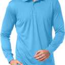 baleaf Men's Long Sleeve Golf Polo Shirt UPF 50 Quick Dry 3 Button Casual Work Outdoor Lightweight Performance Shirts (Black, M)