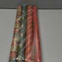 Panigkids Christmas Wrapping Paper(Including Jute Twine), 4 Rolls vintage wrapping paper with Geometric Stripes, Tree & Snowflakes Designs for Christmas Gift Wrap, Thanksgiving & Holiday & Party , 16.9'' x 16.4' (Green)