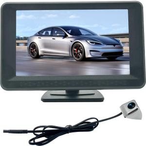Blind Spot Camera with 5 BSD Monitor Kit, HD 1080P Monitor Side View Camera Kit, Door Tape Mounted Blind Spot Cam Silver